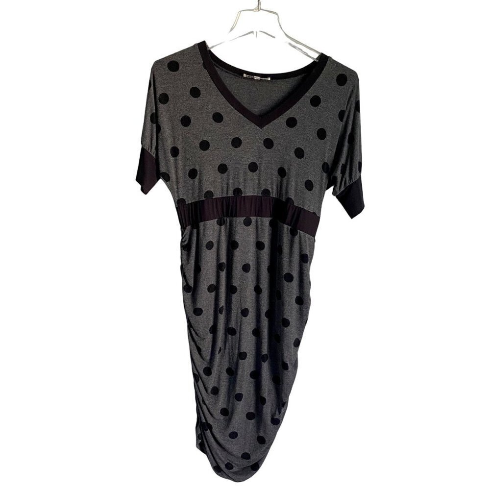 Kimi and Kai Gray Black Polka Dot Maternity Dress Medium - Picture 2 of 8